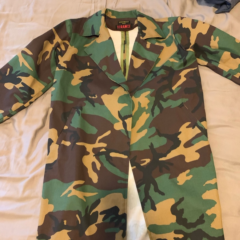 Designer Jevon Terance Camo Trench Coat